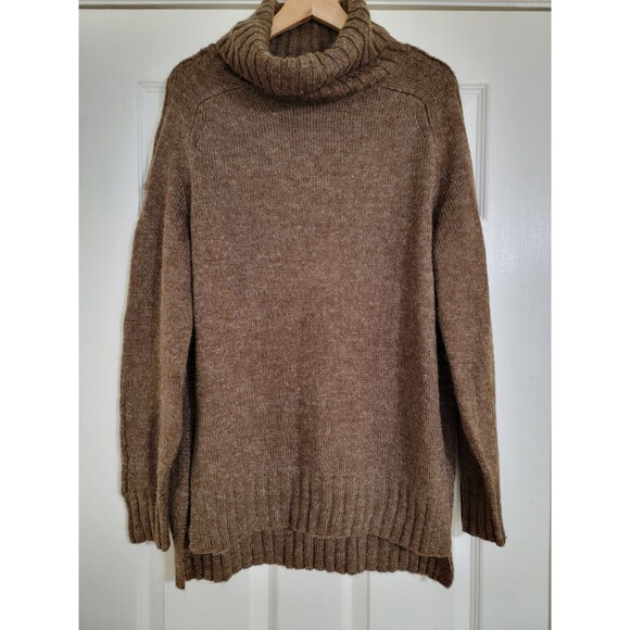 ASTR The Label Cowlneck Cape Side Split Hem Wool Blend Sweater‎ Brown Sz M NWOT - Picture 1 of 15
